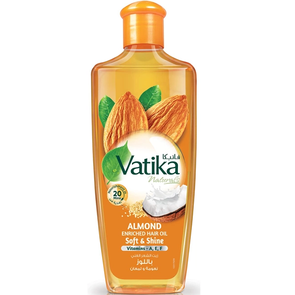 روغن مو بادام واتیکا اصل نرم کننده و براق کننده موی سر 200 میل | Vatika Almond Enriched hair Oil Soft & Shiny hair 200ml